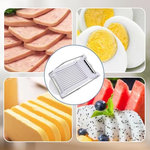Easy Press Food Slicer with 12 Stainless Steel Wires - Heavy Duty Tomato and Soft Fruit Slicer, Cheese Cutter (Yellow)