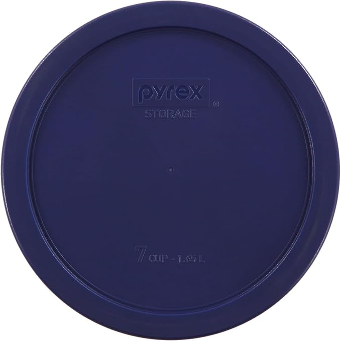 Pyrex 7203 7-Cup Glass Bowls and 7402-PC Blue Lids (2-Pack) - Made in USA | BPA-Free Plastic | Secure Seal | Non-Porous Material | Stackable Design | Refrigerator Safe