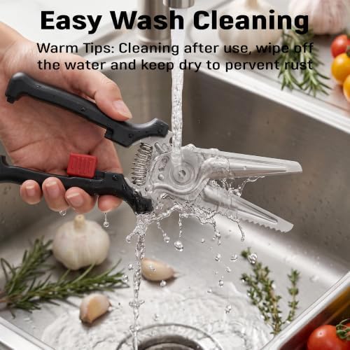 Kitchen Scissors – Multi-kitchen shears use for Poultry/Meat/Fish, w/Bottle Opener, Safety Lock, Non-Slip, Dishwasher-safe