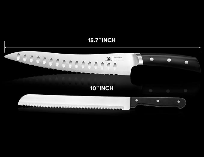 Piklohas Resharpenable Bread Knife for Homemade Bread, 10 Inch Serrated Sourdough Knife with Offset Handle, Innovative Wavy Edge for Clean Slices Crusty Bread, Bagels, Pineapple & Tomatoes, Gift Box