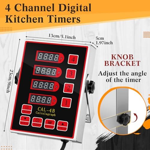 Relaxweex 1 Pack Commercial Digital Kitchen Timer for Cooking, 4 Channel