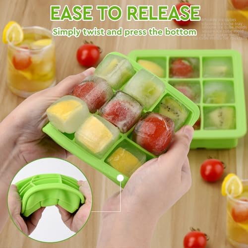 Small Ice Cube Trays for Freezer, Silicone Ice Cube Tray with Lid