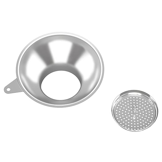 Serinar Stainless Steel Metal Canning Funnel with Removable Strainer - for Jams, Pickles and Home Preserving, Dishwasher Safe Kitchen Tool (2.78 Inch Wide Mouth Bore for Wide Mouth Mason Jars)
