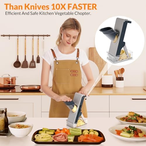 All safe mandoline slicer and chopper for kitchen, FEICO multifunctional vegetable cutter