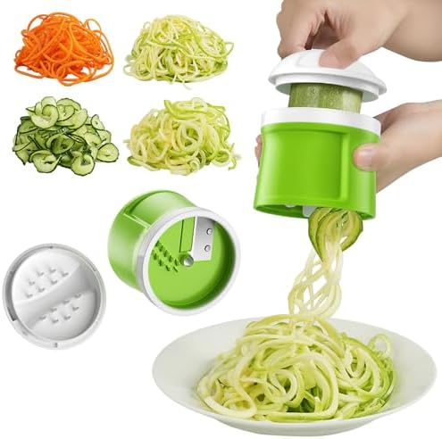 Safe Mandoline Slicer for Kitchen, Vegetable Chopper, Zucchini Spiralizer