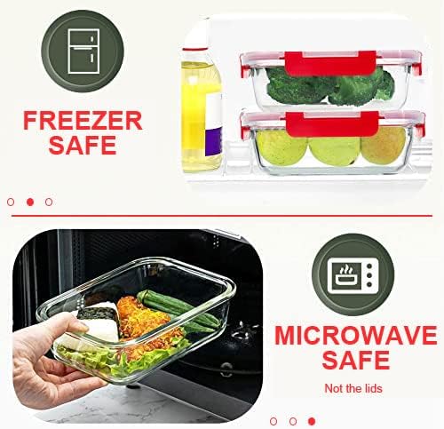 30 Pieces Glass Food Storage Containers Set, Red | Meal Prep Containers Set, Snap Locking Lids, Airtight Glass Lunch Containers, Microwave, Oven, Freezer & Dishwasher Safe