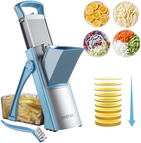 Safe Mandoline Slicer for Kitchen, 6 in 1 Vegetable Chopper, Potato Slicer