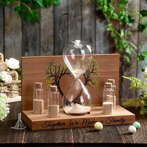 Sliner Unity Sand Ceremony Kit Unity Hour Glass for Wedding, 7 Pcs, Fresh