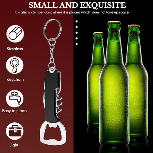 Ziliny 24 Pcs Wine Bottle Opener Keychains Bulk Corkscrew, Black