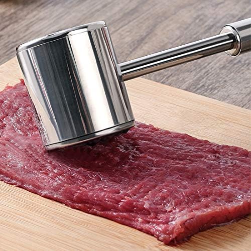 Reversible Dual-sided Meat Tenderizer and Pounder 304 Stainless Steel Meat Mallet Hammer Marinating Prep Tool for Tenderizing Steak, Beef and Poultry