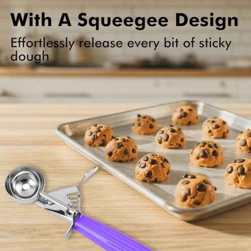 JUNADAEL J Ice Cream Scoop With Trigger, Cookie Scoop Set, Incluede 1.2 OZ/ 2 OZ/ 4 OZ Scoop, Portion Control For Cookie Dough, Ice Cream, Cupcake, Muffin, Mashed Potatoes, Side Dish, Pancake