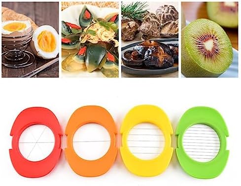 Hemoton Egg Slicer Stainless Steel Egg Cutter 4-in-1 Heavy Duty Strawberry Fruit Garnish Slicer Multifunction Egg Separator Kitchen Utensils Gadgets