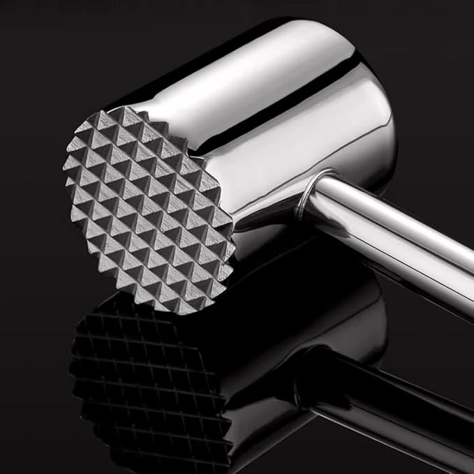 Stainless Steel Meat Mallet - Heavy Duty Meat Tenderizer Tool with Double-Sided Design & Ergonomic Handle, Dishwasher Safe for Kitchen, BBQ, Restaurant Use