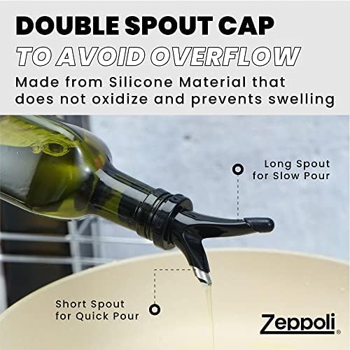 Zeppoli Oil Bottle Set with Dual Spout - Pouring Funnel, Stainless Steel