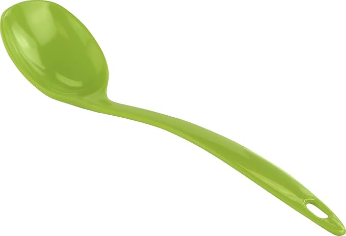 Reston Lloyd Cooking Spoon for Serving, Basting, Mixing, Heat Resistant, BPA Free Melamine 11 Inch Utensil with Ergonomic Handle, Lime