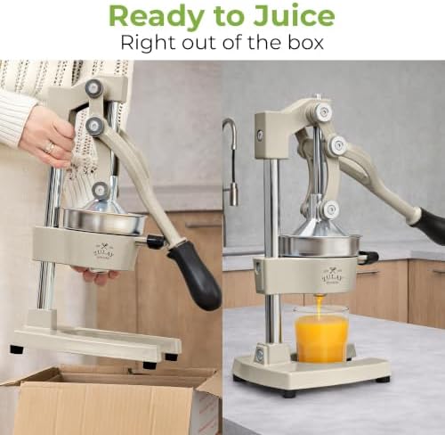 Zulay Kitchen Cast Iron Juicer - Heavy Duty Orange Juicer with Detachable Strainers for Easy Cleaning, Citrus Press for Citrus Fruits, Perfect for Bartenders, Juice Lovers & Health Enthusiasts