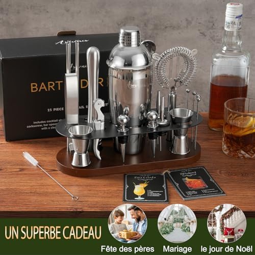 23-Piece Cocktail Shaker Set with Stand, 304 SS, Bartender Kit Gift