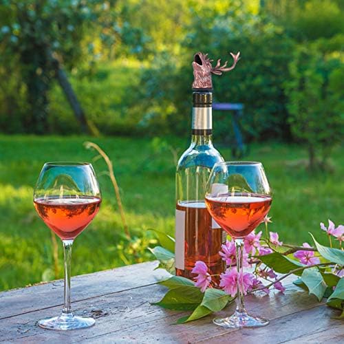 Happyyami Elk Head Wine Pourer Decorative Bottle Stopper Zinc Alloy Smooth Pour Spout for Wine Aerator Bar Accessories Christmas