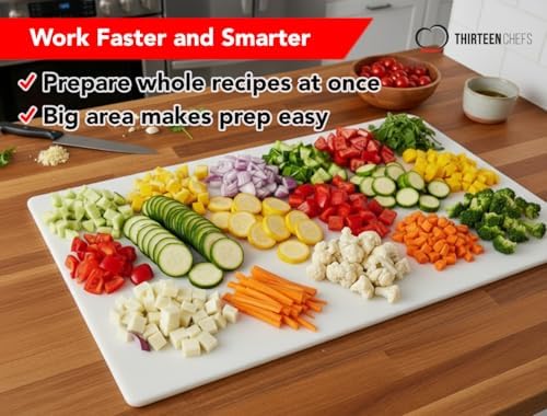 Big 30 x 18 Plastic Cutting Board - 3/4 Inch Thick for Meat, Game and Fish - Commercial Grade HDPP Poly with NSF Stamp, Weighs 13 Pounds, White