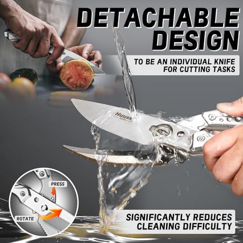 Huusk Kitchen Scissor for Food All Purpose Heavy Duty Poultry Shear Silver