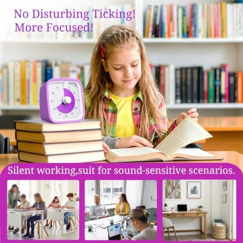 Visual Timer for Kids and Adult, 60-min Countdown Timer,Lightpurple