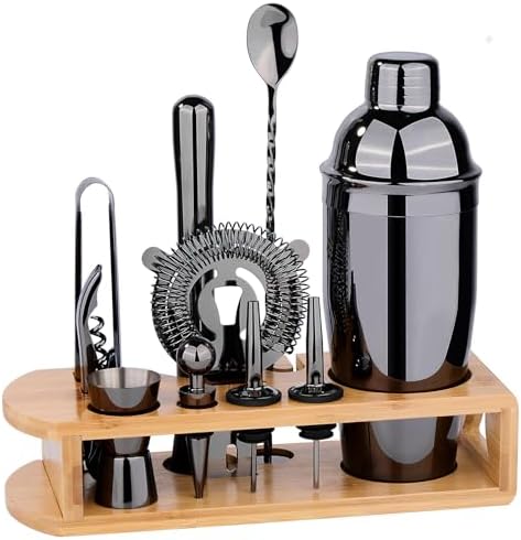 Wukuna Cocktail Shaker Set Bartender Kit, 12-Pcs Bar Tool with Bamboo Stand