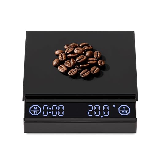 Coffee Scale with Auto Timer, 2kg/0.1g Accurate Scale for Espresso and Pour-Over Coffee, Water Flow Rate and Type-C Rechargeable, Digital Scale for Kitchen/Baking/Cooking, Black