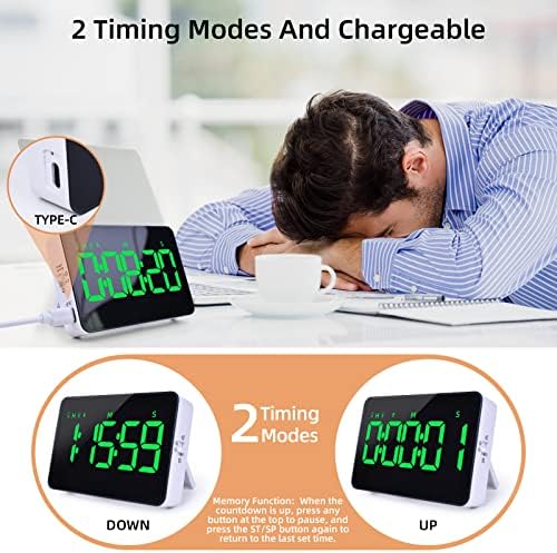 Samshow Rechargeable Digital Kitchen Timer, Green, 5 Inch