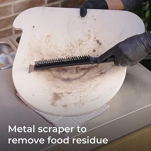 Everdure 2-in-1 Pizza Oven Brush and Scraper Tool - for Hard to Reach Areas and Keeping Your Oven Fresh and Clean - Nylon Bristles, Stainless Steel Spatula, Long Handle - Outdoor Pizza Oven Essential