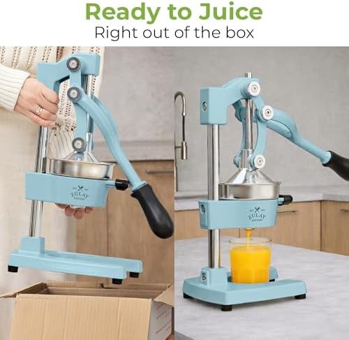 Zulay Kitchen Cast Iron Juicer - Heavy Duty Orange Juicer with Detachable Strainers for Easy Cleaning, Citrus Press for Citrus Fruits, Perfect for Bartenders, Juice Lovers & Health Enthusiasts