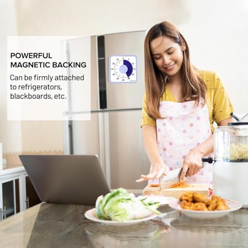Secura 60-Minute Visual Countdown Timer, 7.5-Inch Oversize Classroom Visual Timer for Kids and Adults, Durable Mechanical Kitchen Timer Clock with Magnetic Backing (Violet)