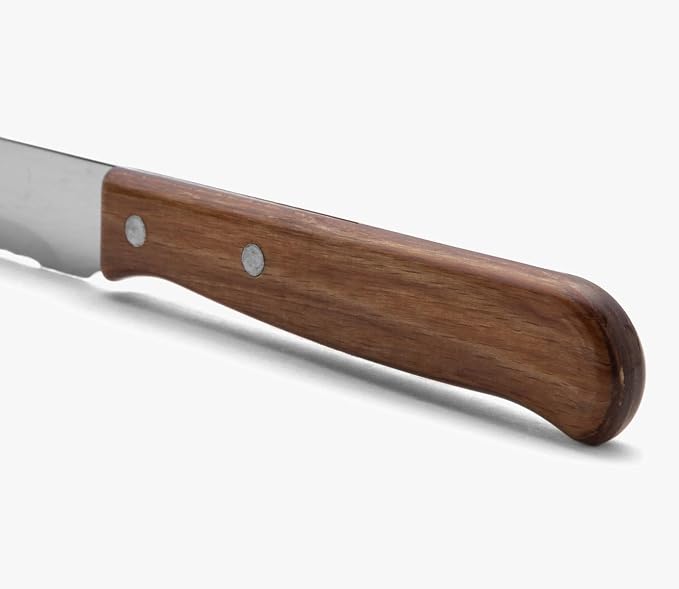Arcos Bread Knife 7 Inch Nitrum Stainless Steel and 170 mm blade. Obtain a great variety of cuts for your food. Ideal knife for daily domestic use. Series Latina. Color Brown.