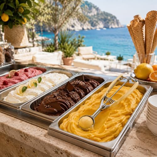 Restaurantware Comfy Grip 2 Ounce Ice Cream Scooper 1 Spring-Loaded Melon Ball Scoop - #20 Built-In Blade Yellow Stainless Steel Cookie Baller Dishwasher-Safe Heavy-Duty