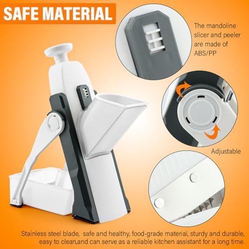 Safe Mandoline Slicer for Kitchen, Potato Slicer Cucumber Slicers with Peeler, Thickness Adjustable Vegetable Food Slicers, Vertical Kitchen Faster Cutter Artifact