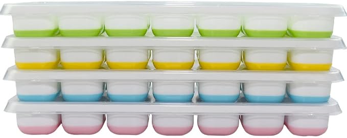 Ram® 4 X Pack Silicone Ice Cube Tray Set of 4 Ice Moulds Freezer Stackable Non Spill Ice Cube Tray Dishwasher Safe BPA Free
