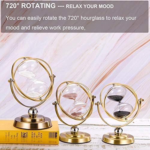 Hourglass Timer 60 Minutes Sand Timer: Antique Sand Clock 60 Minutes, Vintage Brass Sand Watch 60 Min, 1 Hour Glass for Decorative, Large Rotating Metal Sandglass