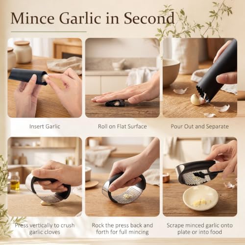 Garlic Keeper for Counter with Lid,4" Coarse Ceramic Garlic Holder