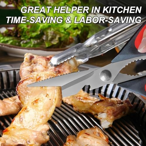 3 Pack Kitchen Scissors, Heavy Duty Kitchen Shears with Serrated Blade, Ergonomic Handle Poultry Shears, Stainless Steel Poultry Scissors For Turkey, Chicken, Thanksgiving, Christmas Day