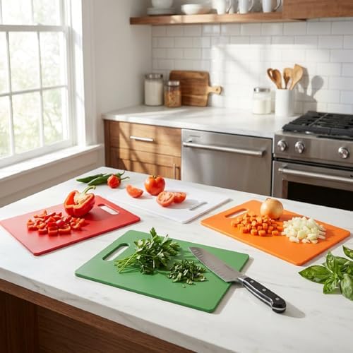 Plastic Cutting Board Set - Thin, 11.8" x 7.8", set of 4 colord