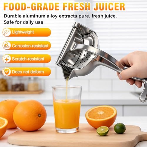 Heavy Duty Manual Fruit Juicer Press, 2026 Upgrade Lemon Juicer Hand Press with Large Capacity, Ergonomic Grip, Detachable Aluminum Alloy Juice Extractor, Orange Citrus Pomegranate Grapefruit