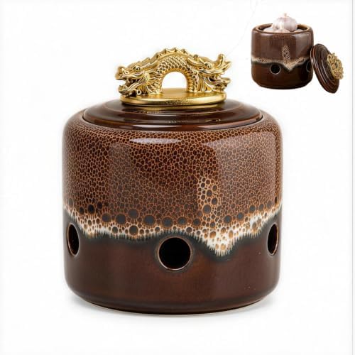 Ceramic Garlic Keeper with Lid, Garlic Storage for Kitchen Counter