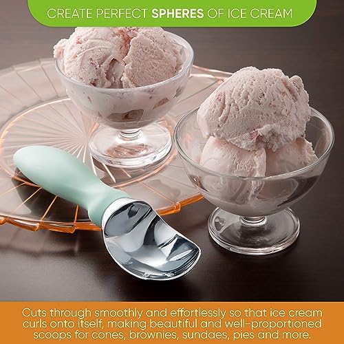Spring Chef Professional Ice Cream Scoop & Stainless Steel Swivel Vegetable Peeler with Comfortable Handle - 2 Product Bundle - Mint