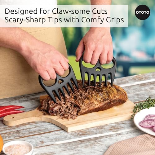 OTOTO New Meat Muncher Meat Claws - Meat Shredder Claws, BBQ Accessories, Grilling Gifts for Men, Halloween Goth Accessories, Spooky Skull Shredder for Goth Kitchen, Heat Resistant Claws (Black)