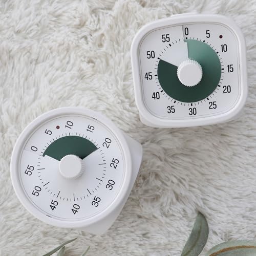 Tiempo Round 60-Minute Visual Analog Timer, Pause Function, 6 Alarm Modes, Magnetic Productivity Focus Desk Timer for Kids, ADHD, Study, Work, Kitchen, Dark Green