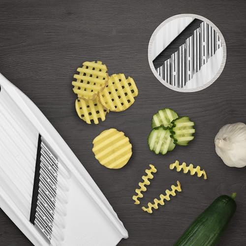 Börner by Reston Lloyd Wave-Waffle XXL Power Line • Crinkle Cut/Spirelli Vegetable Slicer • Slicer for Wave Waffle Cut Vegetables • Wavy French Fries • Made in Germany, White