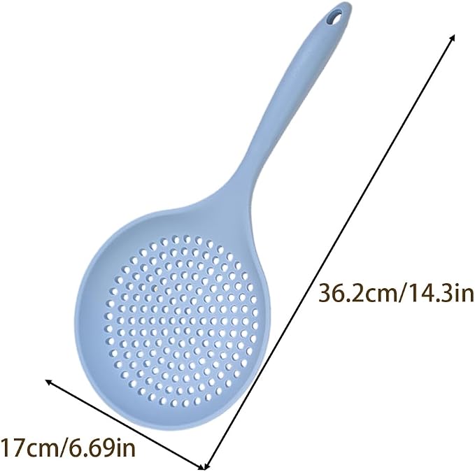 Kitchen Ladle Strainer, Large Slotted Spoon with High Heat Resistant BPA Free, Strainer Scoop for Pasta Noodles Vegetables, Non Stick Cooking Skimmers for Draining & Frying, Beige
