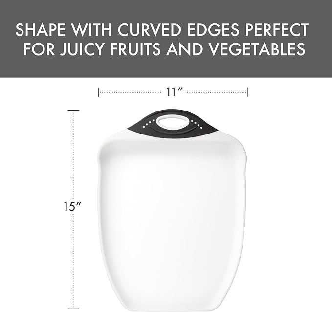 Dexas Chop & Scoop Cutting Board with Non-Slip Feet, 11 x 15 Inch, BPA-Free Dishwasher Safe Kitchen Prep Board, White and Black