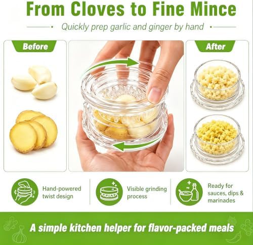 2PCS Garlic Mincer Tool, Garlic Chopper for Ginger Onion Ginger Herbs Nuts