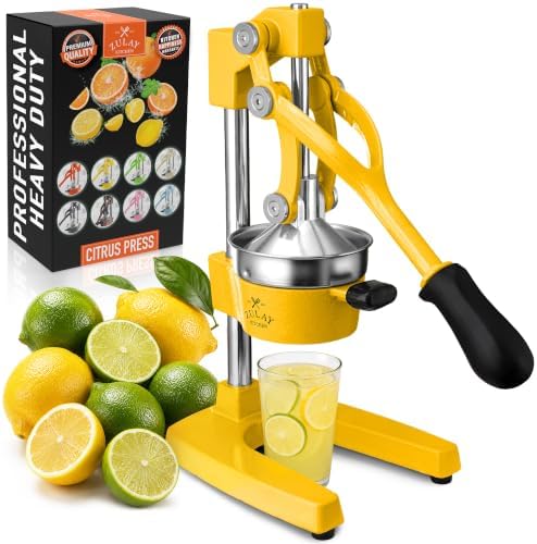 Zulay Kitchen Cast Iron Juicer - Heavy Duty Orange Juicer with Detachable Strainers for Easy Cleaning, Citrus Press for Citrus Fruits, Perfect for Bartenders, Juice Lovers & Health Enthusiasts