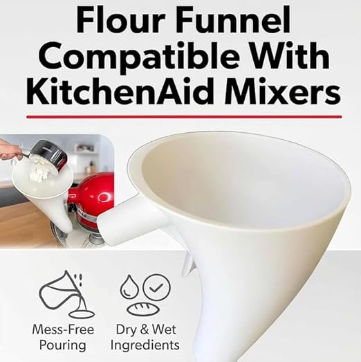 Kitchen Auxiliary Mixer Flour Funnel,Flour Funnel for Kitchen aid，Suitable for KSM150 5-Quart tilt-Head Mixer, Used for Adding Flour to The Mixer to Prevent Spilling and Mess.